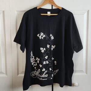 Del Sol Women's Black Floral Color Changing T-shirt Size 3XL Alaska Wildflowers